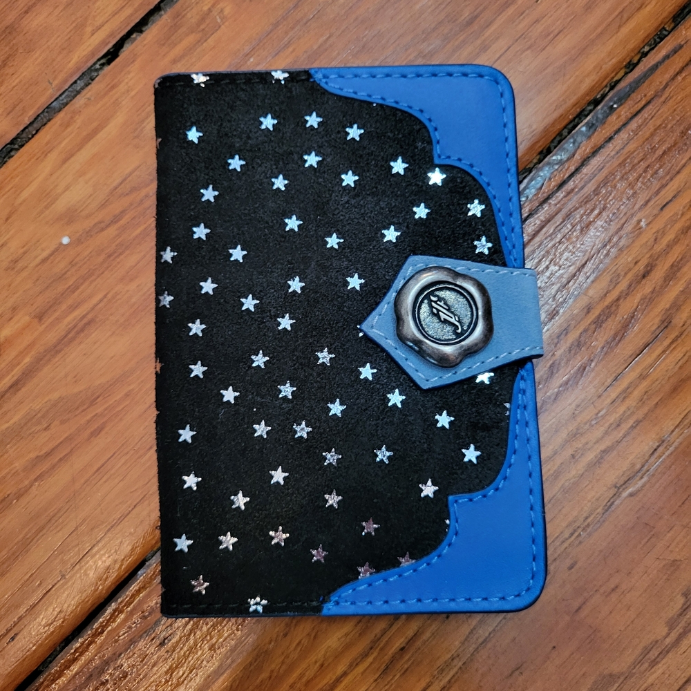 John Fluevog Black and Blue Starry Wallet Or Passport Holder